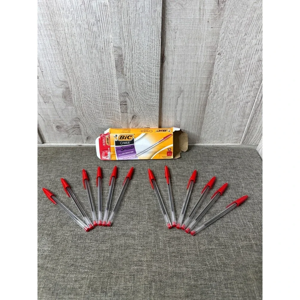 Bic Cristal Xtra Smooth Red Ink Ball Pens Medium/Mediana 12 Pack
